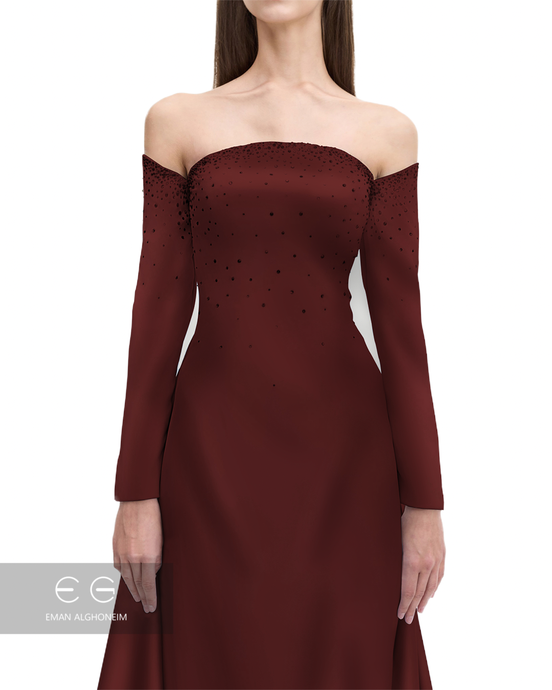 Maroon with maroon and black beads