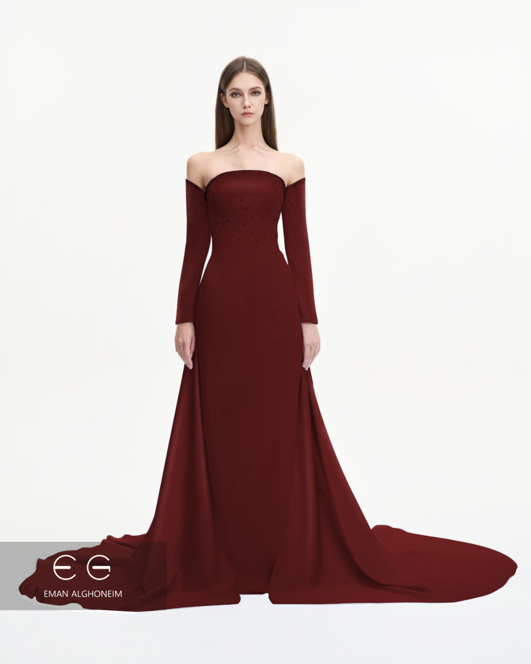 Maroon with maroon and black beads