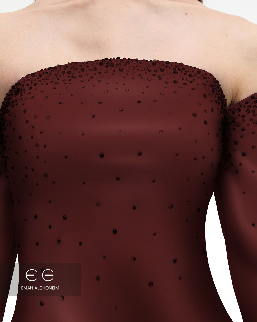 Maroon with maroon and black beads